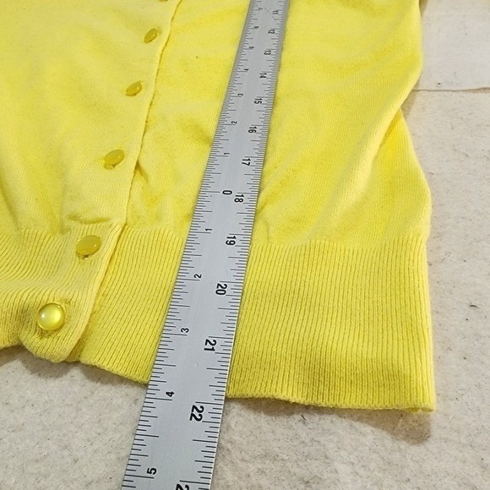 J.Crew Jackie Cardigan Sweater Bright Yellow XS Button Front Classic Knit - Picture 4 of 7